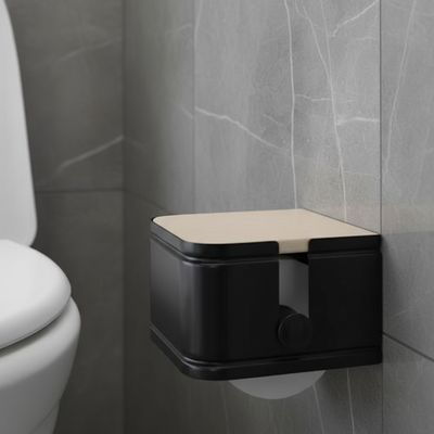 Toilet Tissue Roll Holder with Bamboo Top Cover