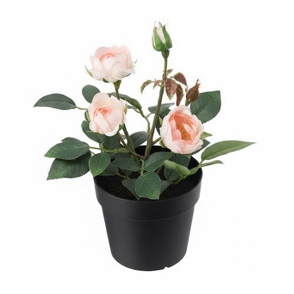 Artificial Pink Rose Potted Plant