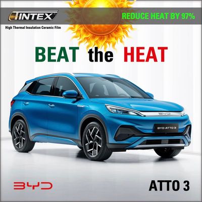 Tint BYD ATTO 3 >> Install 98% HEAT Resistant Windshield Film. 5yrs Warranty.