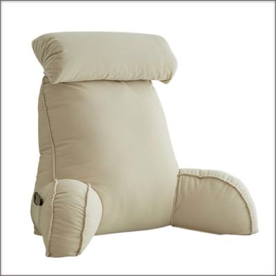 Backrest Pillow with Headrest Cushion and Phone Pocket. Grey