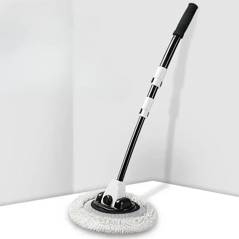 Curved Extendable Rod Soft Bristles Telescopic Mop with Adjustable Mop Pad.