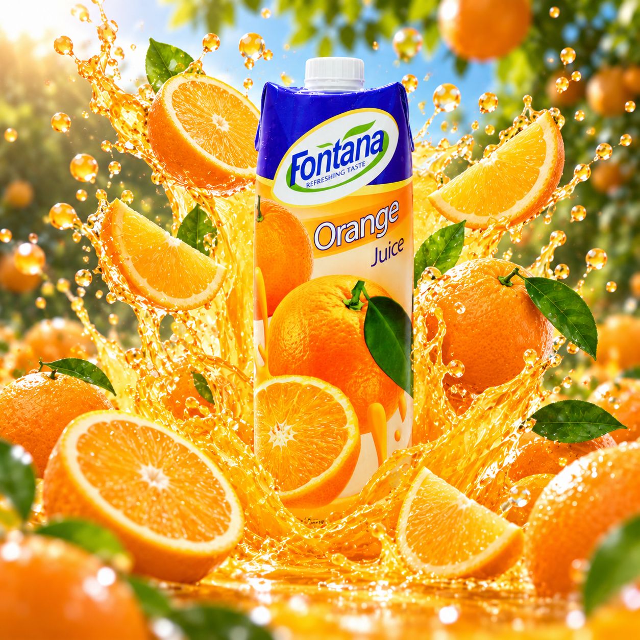 Fontana Orange 100% Natural Juice. 1 Ltr