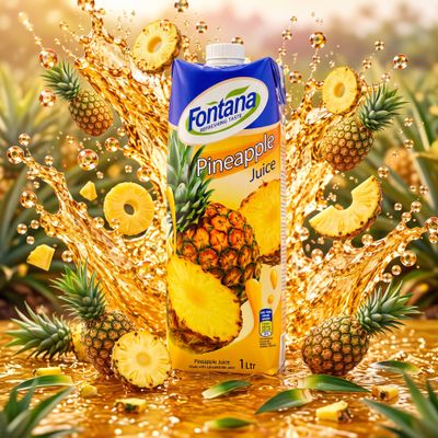 Fontana Pineapple 100% Natural Juice. 1 Ltr