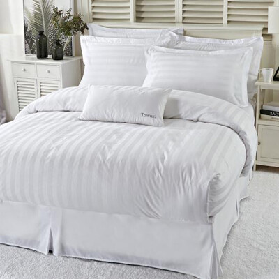 Comfort White 240 TC Satin Stripe Housewife Bed Sets Of 4
