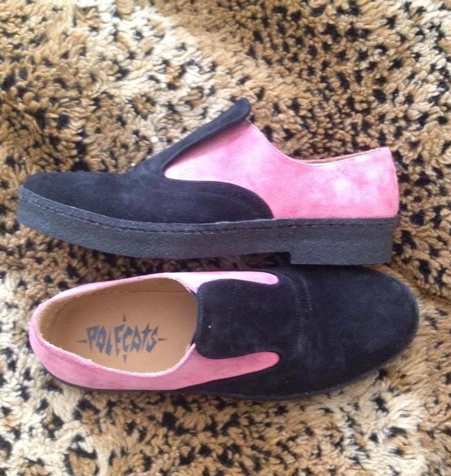 Polecats &quot;Atomic Playboy&quot; Black &amp; Pink Suede Snap-Jack Shoe - Handmade in Italy
