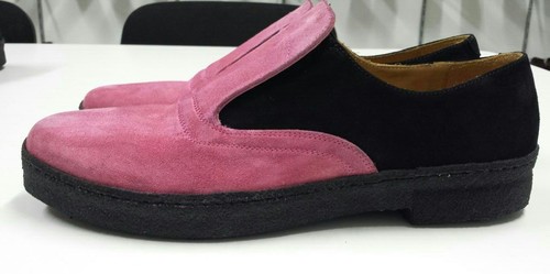 Polecats &quot;Atomic Playboy&quot; Pink &amp; Black Suede Snap-Jack Shoe - Handmade in Italy