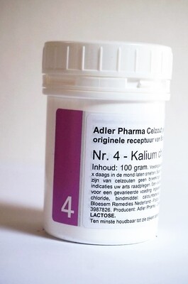 Adler Schüssler Celzout nr 4 Kalium chloride 100 gram