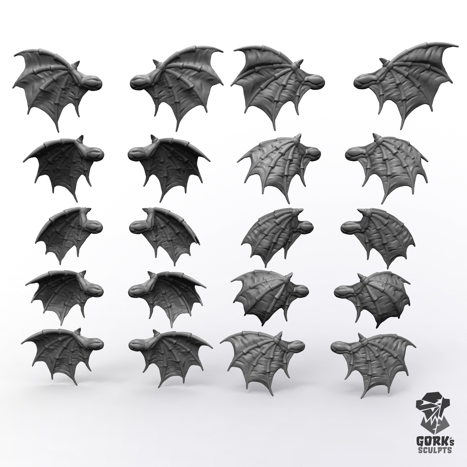 10 pairs of Small Monster Wings - Printed