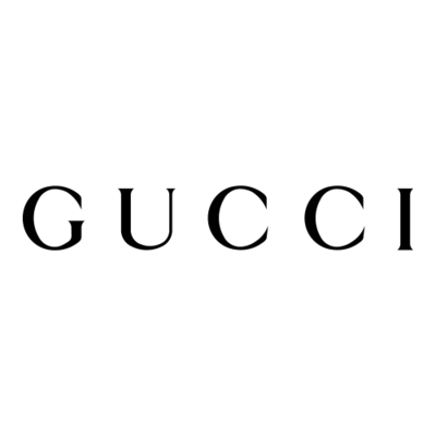schwarzes Logo mit Schriftzug ,,Gucci"