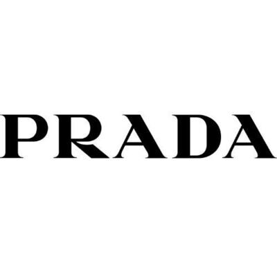 schwarzes Logo mit Schriftzug ,,Prada"
