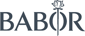 schwarzes Logo mit Schriftzug ,,Babor" und einer Rose