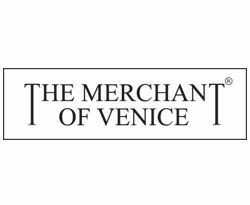 schwarzes Logo mit Schriftzug ,,The merchant of venice"