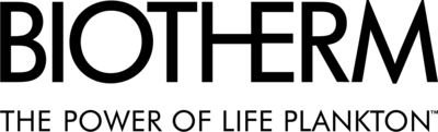 schwarzes Logo mit Schriftzug ,,Biotherm The Power of Life Plankton"