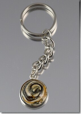 Hand blown glass with cremains key ring