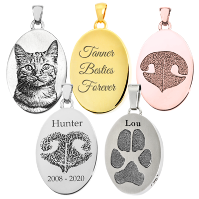 Photo, Paw or Nose Print Laser Engraved Pendants