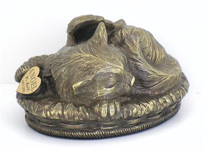 Cat Angel Urn Antique Bronze