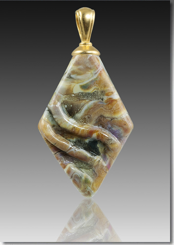 Rhombic Handblown Glass Pendant With Cremains