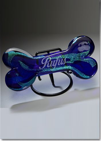 Crystal Dog Bone crystal memorial piece with cremains and actual  nose or paw print