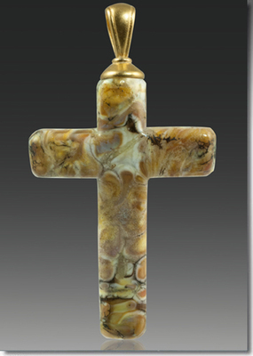 Cross Handblown Glass Pendant with Cremains
