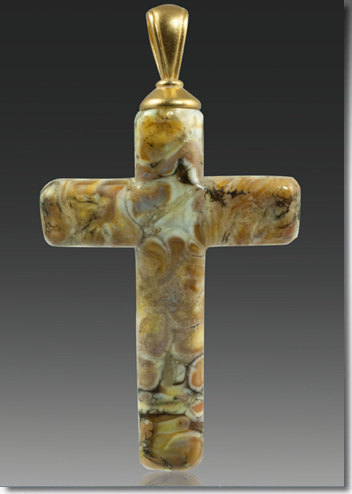 Cross Handblown Glass Pendant  with Cremains