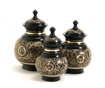 Black &amp; Silver Engraved Urns