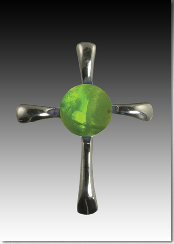 Symphony Cross Glass Pearl Pendant in Sterling Silver or 14K gold
