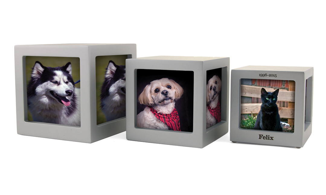 Photo Cube Urns - Silver, Violet and Navy