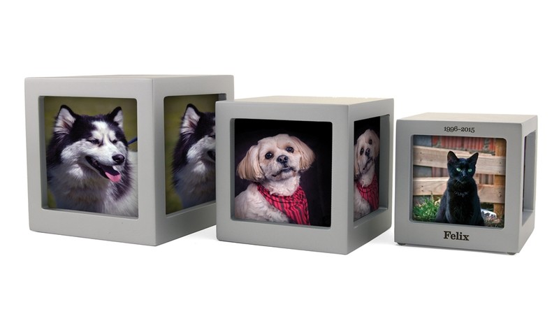 Photo Cube Urns  - Silver, Violet and Navy