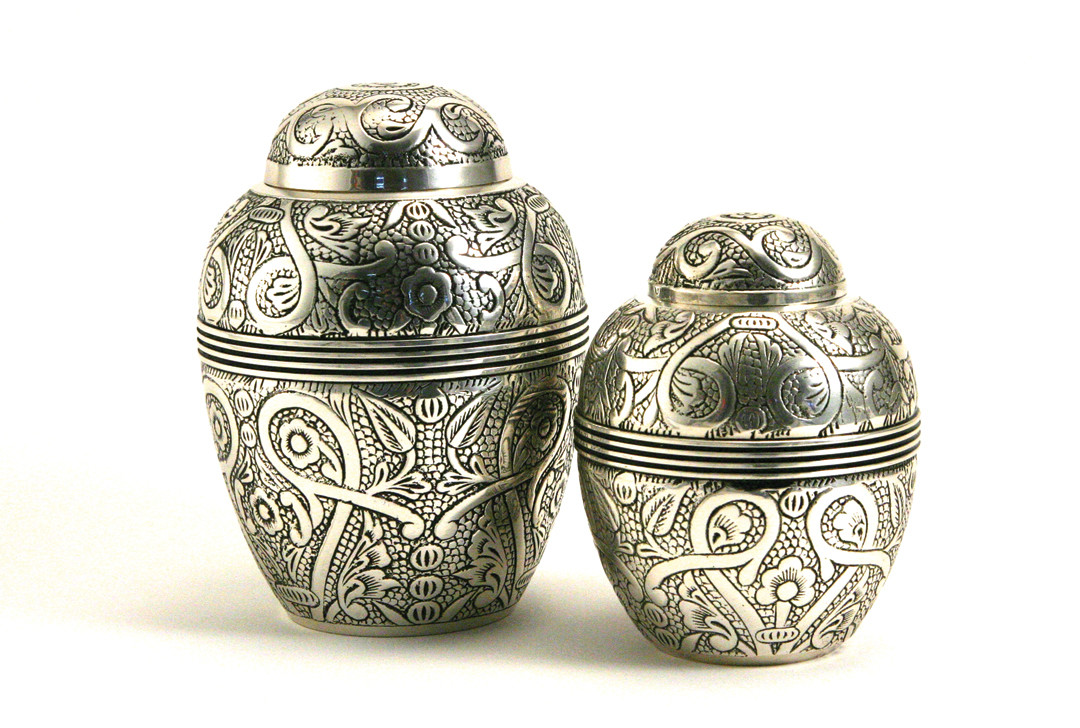 Silver Embossed Urns