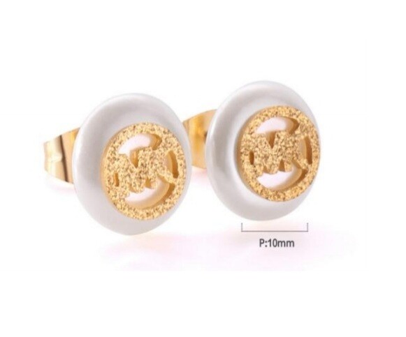 Stainless Steel Pearl MK Earrings