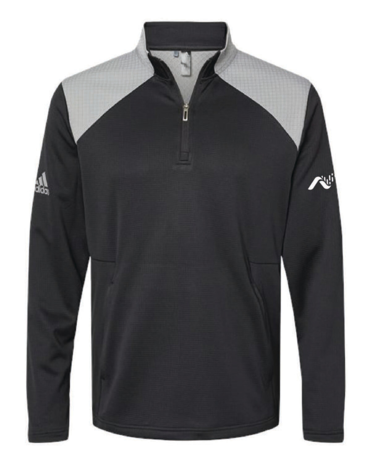 Adidas Men’s Textured Mixed Media Quarter Zip Pullover, Colour: Black/Grey Three