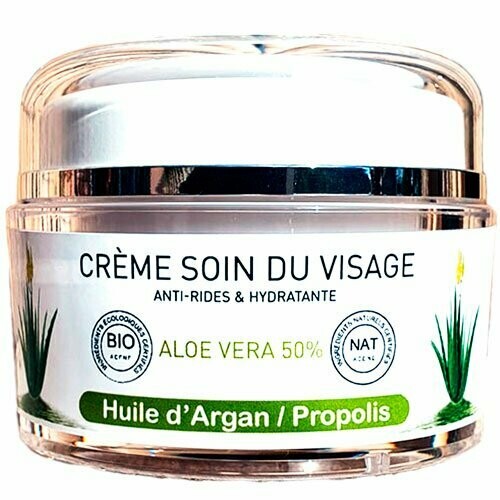 Crème hydratante Soin du Visage BIO ALOE ARGAN PROPOLIS