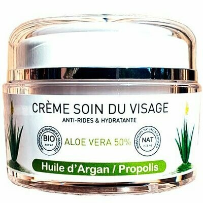 Crème hydratante & anti-rides BIO ALOE VERA + ARGAN + PROPOLIS