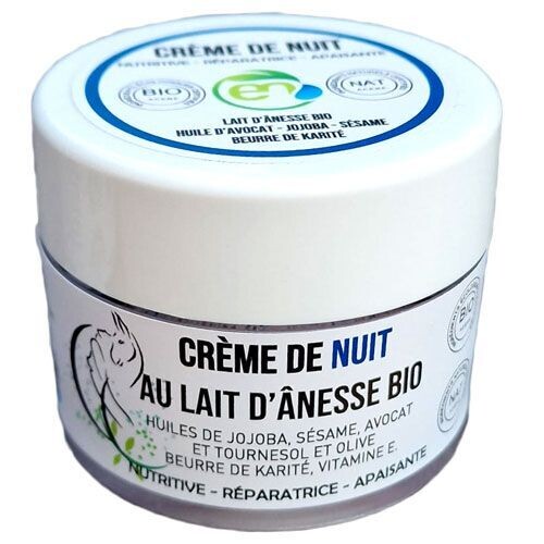 Crème de Nuit au Lait d’Ânesse Bio – Soin Réparateur Nocturne