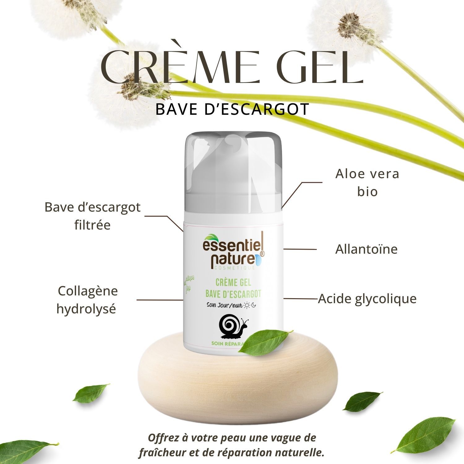 Crème-Gel à la Bave d’Escargot – Effet Sérum