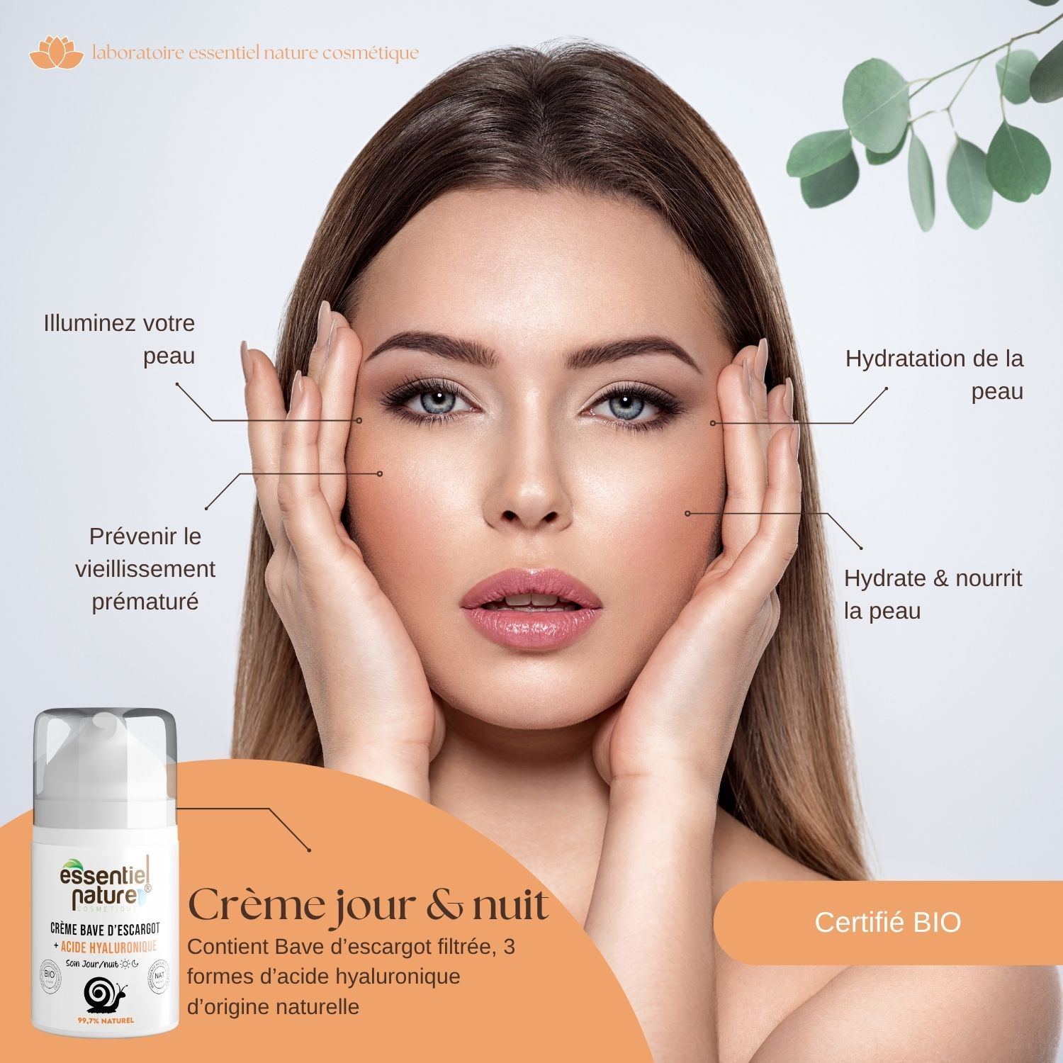 Sérénité Active - Crème Visage à la Bave d’Escargot & Acide Hyaluronique