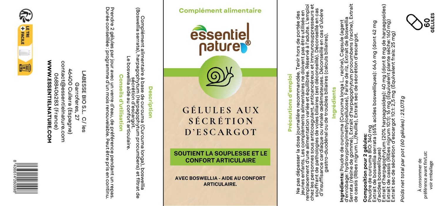 Gélules sécrétion d’escargot