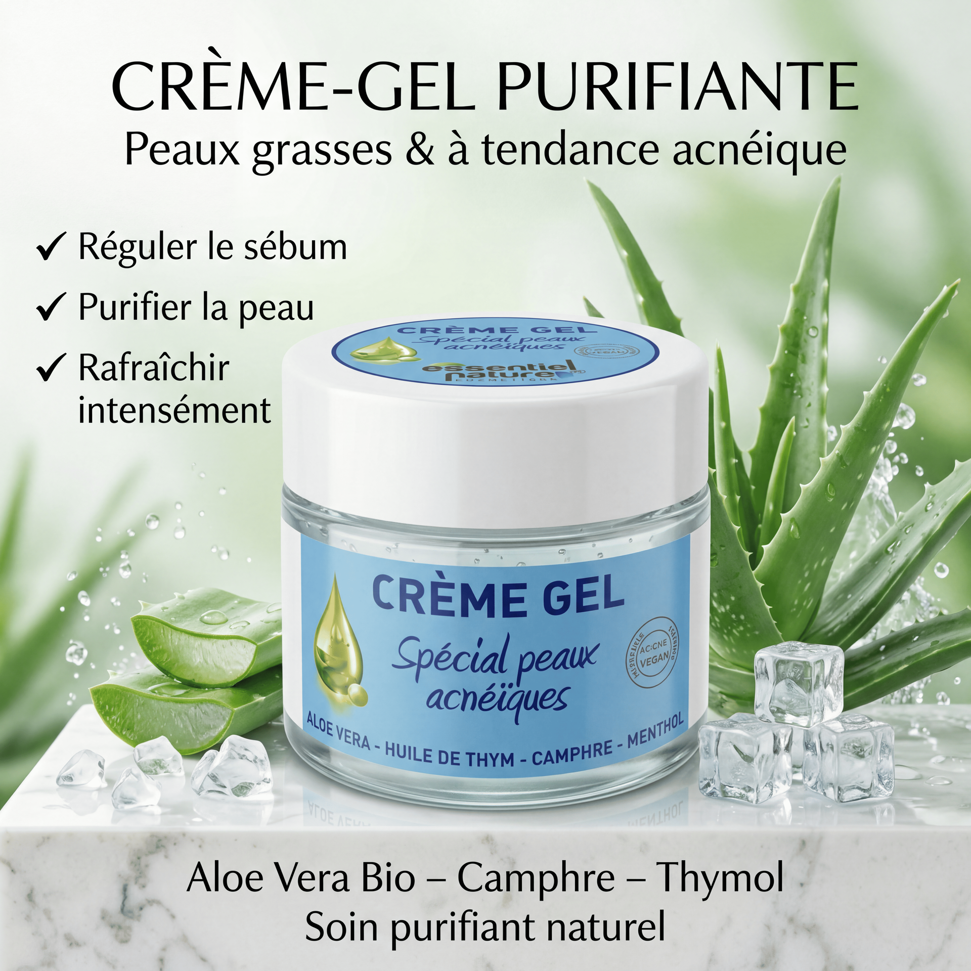 Crème-Gel Aloe Vera - Spécial Peaux Grasses