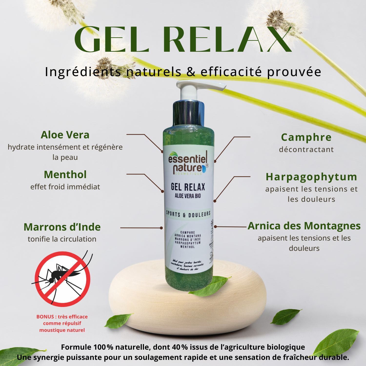 Gel Relax Aloe Vera  Fracheur, Confort & Dtente