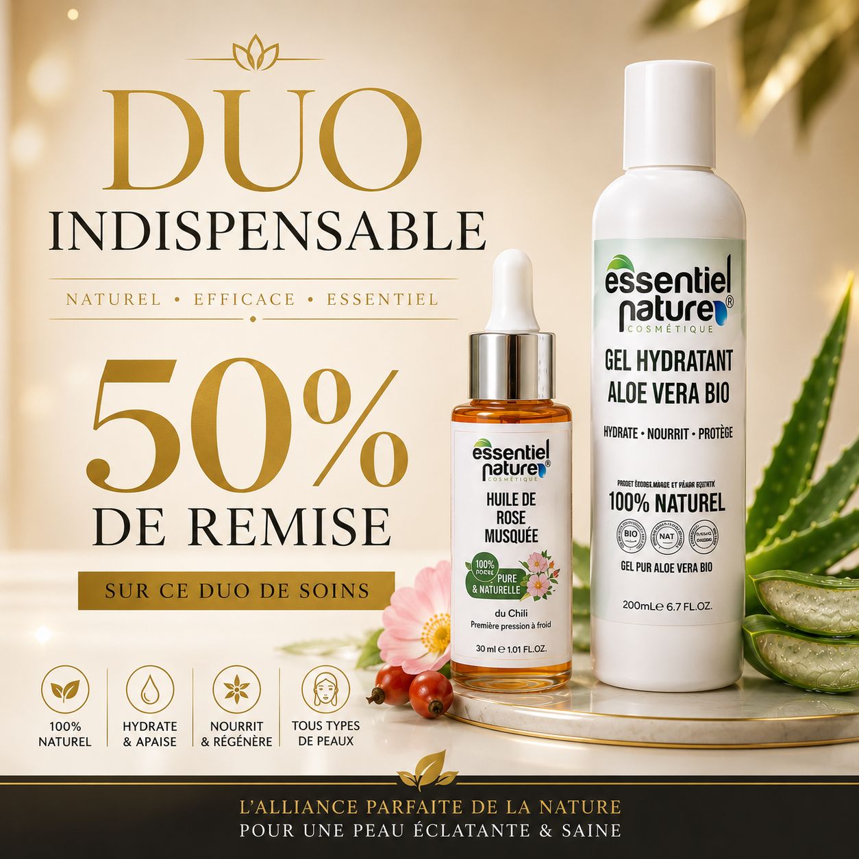 Aloe Vera Bio + Aceite de Rosa Mosqueta de Chile Aloe Vera Bio + Aceite de Rosa Mosqueta de Chile