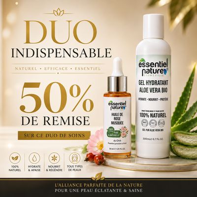 Aloe Vera Bio + Huile de Rose Musquée du Chili Aloe Vera Bio + Huile de Rose Musquée du Chili