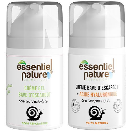 Routine : Crème gel + Crème acide hyaluronique bave d'escargot Routine : Crème gel + Crème acide hyaluronique bave d'escargot