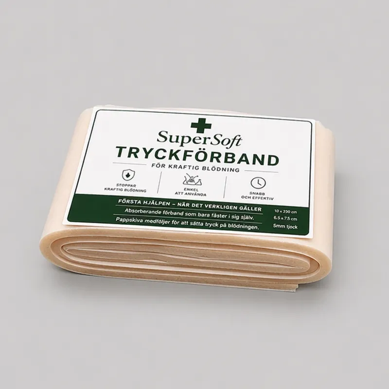 Trykkbandasje – SuperSoft 6,5 x 75 cm, 5 mm tykk beige
