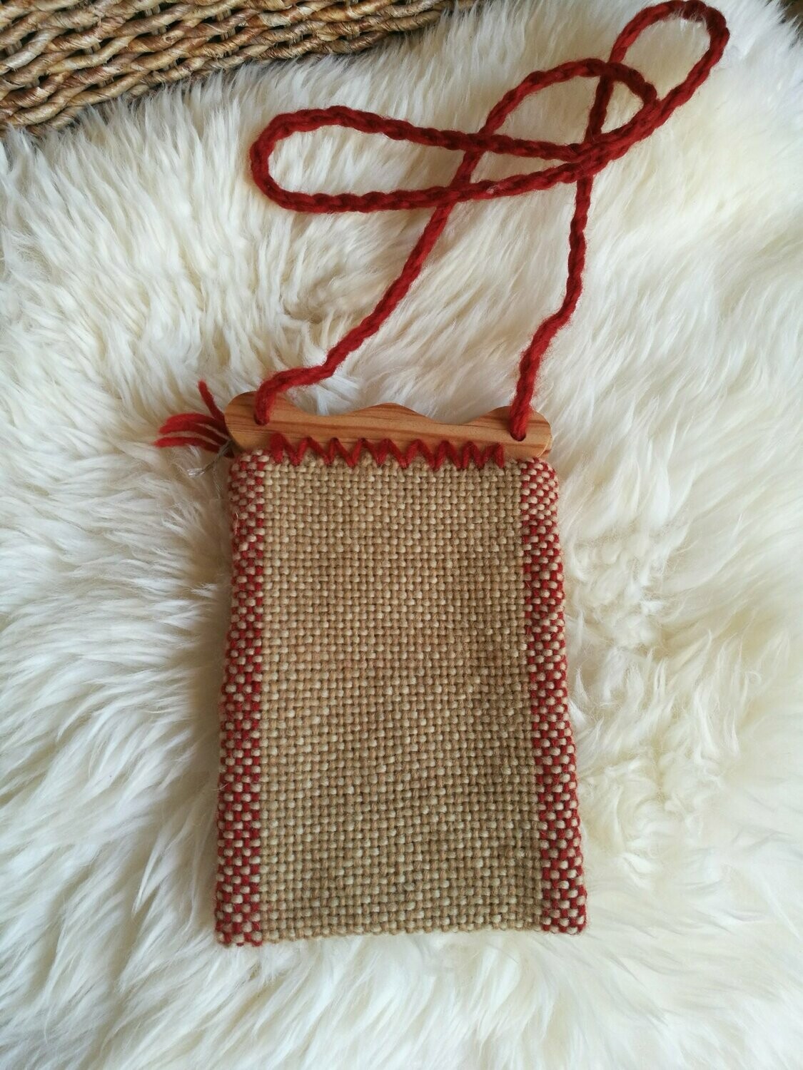 Petit sac Viking beige/rouge