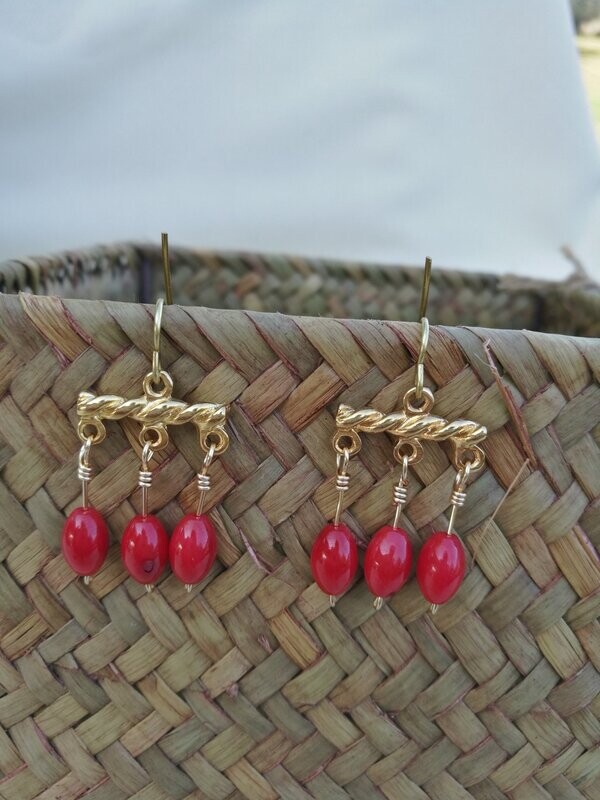 Boucles à 3 pendants en Bambou de mer