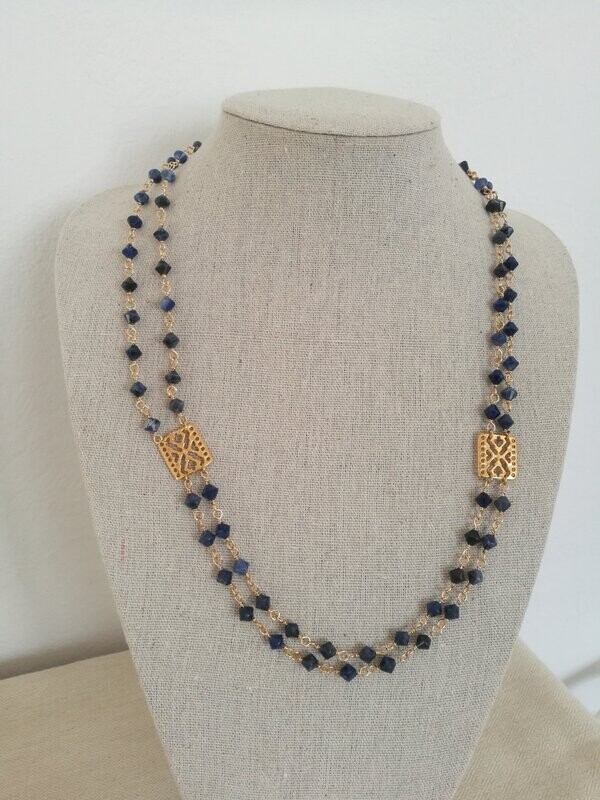 A Nasium, collier en Sodalite double rangs