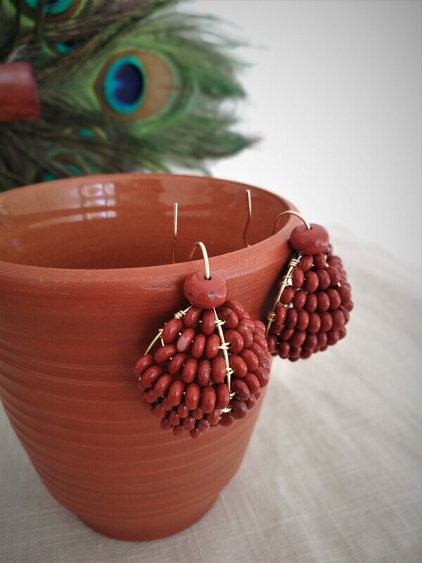 A Pompei (variation) Boucles coquilles en Jaspe Rouge