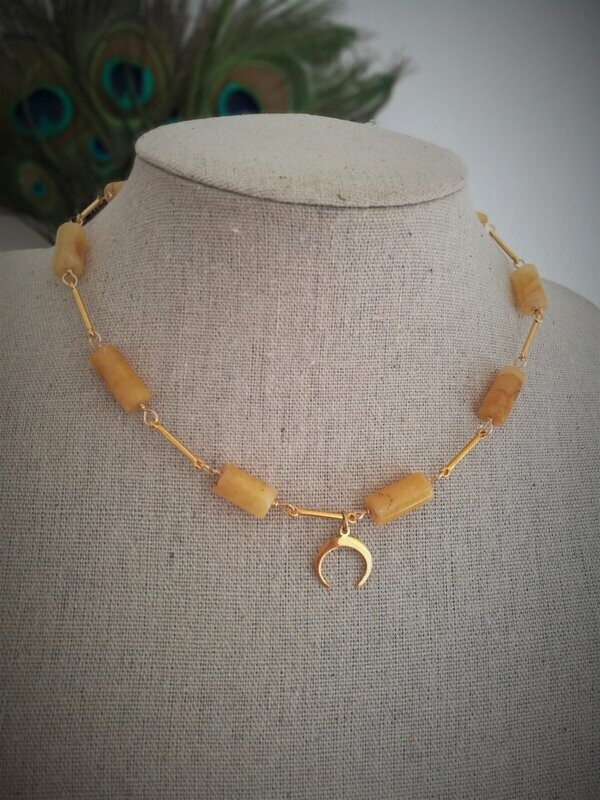 A Pompei (variation) Collier en Jade avec lunule et barres