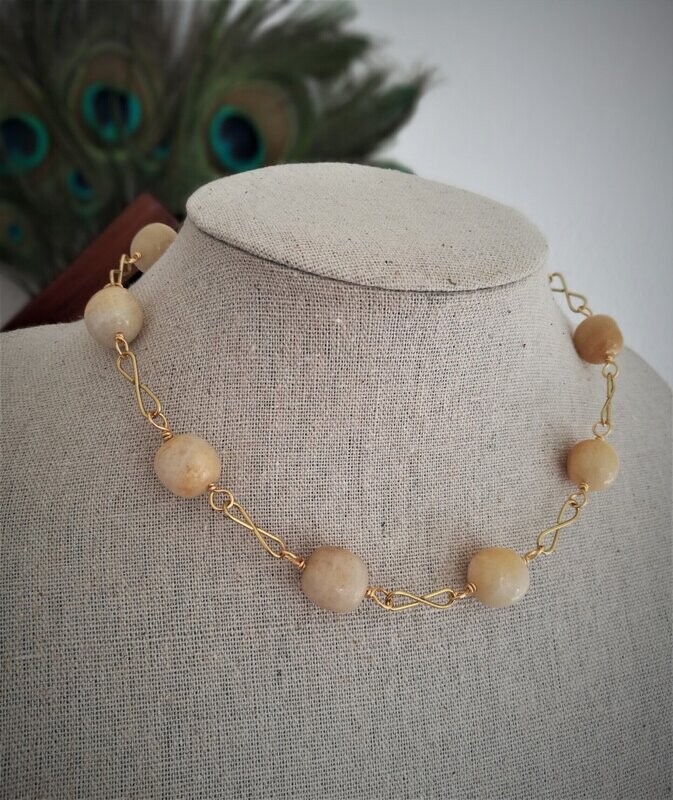 A Pompei (variation) Collier en Aventurine Jaune et maille 8