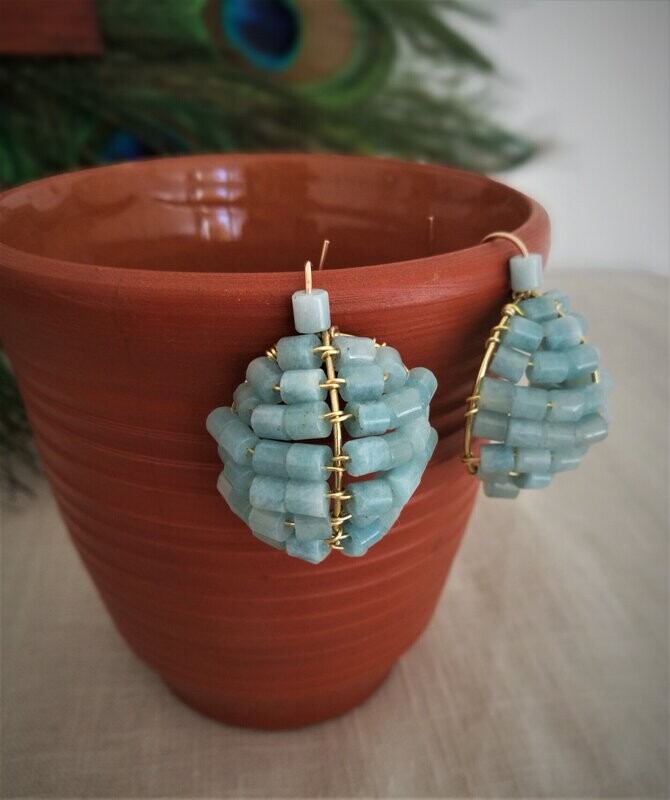 A Pompei (variation) Boucles coquille en Quartz bleu